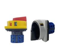 NXSUKKNGM 690V 20A Padlock Rotary Cam Switch with Large Board Off-ON 2 Position 4 Pole 8 Terminal Main Selector Emergency Stop(Yellow Panel)