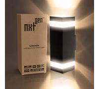 nxt gen Lincoln LED Up and Down Wall Lights 18W | Modern Square IP65 Outdoor Lights | Tri-Colour CCT 3000K 4000K 6500K | 1710lm | Anti-Corrosion LED Exterior Lights for Porches, Patios & Doorways