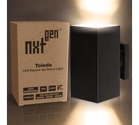 nxt gen Toledo LED Up and Down Wall Lights 18W | Square IP65 Outdoor Lights | Tri-Colour CCT 3000K 4000K 6500K | 1710lm | Anti-Corrosion LED Exterior Lights for Porches, Patios & Doorways