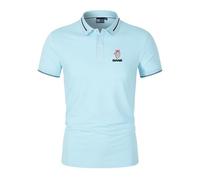 NXTBHDCW Mens Breathable Polo Shirts for SAAB Printed Tee Top Clothes Contrasting Colors Workout Half Sleeve Tennis Short Sleeve Soft Gym Wear Buttons T-Shirt- Light blue||L