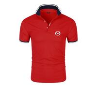NXTBHDCW Men's Polo Shirts Half Sleeve for Mazda Buttons Short Sleeved Breathable Golf Tee Top Clothes Printed T-shirts Collared Active Undershirt-Red||L