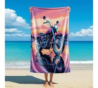 NXTFNRNX Retro Motorcycle Print Beach Towel - Microfiber Beach Towel, Classic Retro Style, Motorcycle Riding Enthusiast (style4,160cm x 80cm)