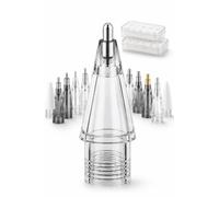 NXVX 12-Pack Stylus Tips Pro Variety Set - Grey + Crystal Clear Engineered Nibs Compatible with Apple Pencil Pro/2nd Gen/1st Gen/USB-C, 8 Different Materials Inc. Silver 3.0 Gold 3.0 Round Bullet