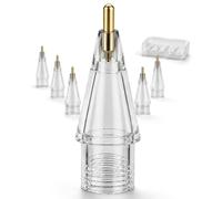 NXVX 6-Pack Gold 3.0 Stylus Tips (Translucent Grey) - Pro Series Replacement Nibs Compatible with Apple Pencil Pro/2nd Gen/1st Gen/USB-C, Native Pressure & Tilt, Paper-Like Screen Safe, Refill Pack