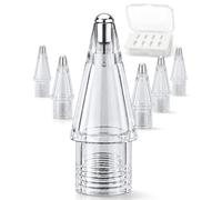 NXVX 6-Pack Round Tip Stylus Tips (Translucent Grey) - Pro Series Replacement Nibs Compatible with Apple Pencil Pro/2nd Gen/1st Gen/USB-C, Native Pressure & Tilt, Paper-Like Screen Safe, Refill Pack