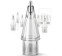 NXVX 6-Pack Silver Standard Stylus Tips (Translucent Grey) - Pro Series Replacement Nibs Compatible with Apple Pencil Pro/2nd Gen/1st Gen/USB-C, Native Pressure & Tilt, Paper-Like Screen Safe, Refill