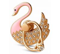 NXVX Swan Phone Ring Holder Finger Kickstand with Crystals, Cute 360° Rotatable Grip for iPhone & Smartphone Cases, Pink