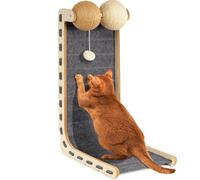 Nxwjoy Cat Scratcher Felt Cat Scratch Pad for Cats with Sisal Balls Cat Scratching Board Large Scratchers for Indoor Adult Cat Scratching Furniture Protector Post Toy L Shape 28.4 Inch Grey