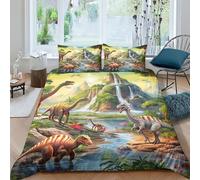 NXYDEPPEV Dinosaur Park Comforter Covers 3D Printed Jurassic for Boys Girls Duvet Cover Quilt Cover Soft Microfiber with Pillow Cases Bedding Set with Zipper Closure 3 Pieces Double（200x200cm）