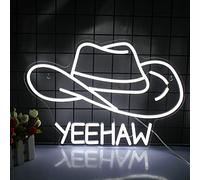 NXYX Cowboy Hat Neon Sign Cowboy LED Sign for Wall Decor USB Powered White Cowboy Hat Neon Light for Gameroom, Bedroom, Livingroom, Bar, Office, Beer Bar (16.5 x11.4 inch)
