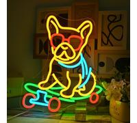 NXYX Skateboard Neon Sign for Wall Decor - USB Powered Dog & Skateboard Player Light