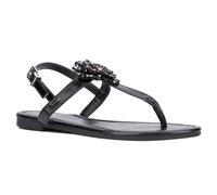 NY & C New York & Company Womens Ailis T-Strap, ALMOND Sandals, Rubber Outsole, Black, 5.5 UK