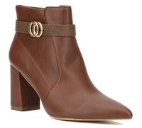 NY & C Womens Elisabeth Booties, Round Boots, Textile Lining, Block Heel Rubber Outsole, Brown, 4 UK