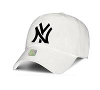 NY Classic Baseball Cap for Man and Women. Premium Class 100% Cotton- Adjustable One Size Fits All, White, One Size-Large