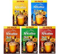 NY coffee 3-in-1 Mixed Variety Pack, 100 Sachets (20 Each of 5 Flavours) Instant Coffee Drinks