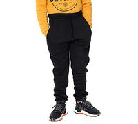 NY Deluxe Edition Boys Girls Unisex Cuffed Waist Track Jogging Bottom Trouser Oversized 90s Baggy style Trouser UK 7-13 Years (Black, 11/12)