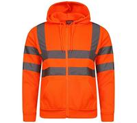NY Deluxe Edition Hi Vis Viz 2 Two Tone Hoody Sweatshirt High Visibility Workwear Jumper Reflective Tape Band Work Fleece Safety Sweat Shirt Warm Security (3XL, Orange)