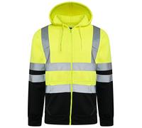 NY Deluxe Edition Hi Vis Viz 2 Two Tone Hoody Sweatshirt High Visibility Workwear Jumper Reflective Tape Band Work Fleece Safety Sweat Shirt Warm Security Zip Hoodie Work Wear (3XL, Green 2 Tone)