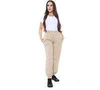 NY Deluxe Edition Women Fleece Casual Oversized Jogging Bottom Elasticated Cuffed Tracksuit Jog Bottom UK Size 6 to 12 (TAN, 8)