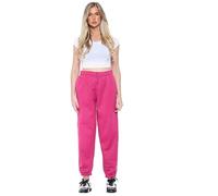 NY Deluxe Edition Women Fleece Casual Oversized Jogging Bottom Elasticated Cuffed Tracksuit Jog Bottom UK Size 6 to 12 (Hot Pink, 12)