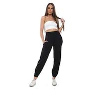 NY Deluxe Edition Womens Fleece Sweatpants Track Bottom UK Size 8-16 (Black, 10)