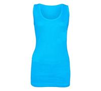 NY Deluxe Edition Womens Ladies Plus Size Plain Ribbed 100% Cotton Vest Top Summer Casual Loungewear Top UK Size 16-28 (Turquoise, 14)