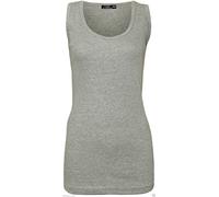 NY Deluxe Edition Womens Ladies Plus Size Plain Ribbed 100% Cotton Vest Top Summer Casual Loungewear Top UK Size 16-28 (Grey, 16)