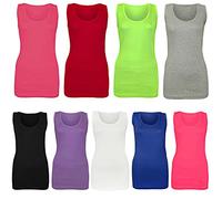 NY Deluxe Edition Womens Ladies Plus Size Plain Ribbed 100% Cotton Vest Top Summer Casual Loungewear Top UK Size 16-28 (Red, 20)