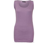 NY Deluxe Edition Womens Ladies Plus Size Plain Ribbed 100% Cotton Vest Top Summer Casual Loungewear Top UK Size 16-28 (Lilac, 16)