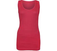 NY Deluxe Edition Womens Ladies Plus Size Plain Ribbed 100% Cotton Vest Top Summer Casual Loungewear Top UK Size 16-28 (Fuchsia, 14)