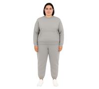NY Deluxe Edition Women's Plus Size Loungewear 2 Pieces Sweatshirt Top and Jog Bottom 2 Set UK Plus Size 16-28 (UK, Numeric, 28, 30, Plus, Regular, Grey)