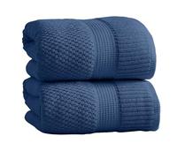 NY Loft 100% Cotton 2 Pack Bath Sheet Towel Set | Absorbent & Quick-Dry Oversize Bath Towels | Textured and Durable Cotton | Oeko-TEX 100 Certified | Navy Blue