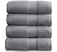 NY Loft 100% Cotton Bath Towel 4 Pack | Super Soft & Absorbent Quick-Dry Bath Towels 30" x 52" |Textured and Durable Cotton | Trinity Collection (4 Pack Bath Towel, Charcoal Grey)