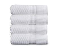 NY Loft 100% Cotton Bath Towel 4 Pack | Super Soft & Absorbent Quick-Dry Bath Towels 30" x 52" |Textured and Durable Cotton | Trinity Collection (4 Pack Bath Towel, Bright White)