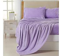 NY Loft Ultra Soft Micro Fleece Sheets Set | Queen Size | Plush Polar Fleece Sheets| Cozy Velvet Winter Bedding | Queen - Pastel Lilac