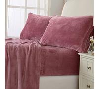 NY Loft Ultraweiches Mikrofleece-Bettwäsche-Set mit extra tiefen Taschen,extra weiches Samt-Fleece-Bettlaken-Set,super plüschiges Polarfleece,Tribeca-Kollektion (Doppelbett, Rose)