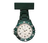 NY London Dark Green White Face Silicone Rubberised Plastic Nurse FOB Watch Brooch Extra Battery