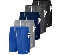 NY Threads 5 Pack Men's Athletic Shorts Quick Dry Loose-Fit Lightweight Running Workout Gym Shorts with Pockets, Black / Navy / Dark Grey / Medium Grey / Royal Blue, X-Large