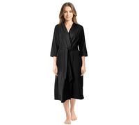 NY Threads Cotton Blend Knit Lightweight Dressing Gown Womens Loungewear Bath Robe (Large, Black)