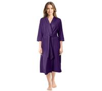 NY Threads Cotton Blend Knit Lightweight Dressing Gown Womens Loungewear Bath Robe (Large, Royal Purple)
