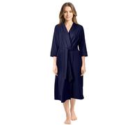 NY Threads Cotton Blend Knit Lightweight Dressing Gown Womens Loungewear Bath Robe (Medium, Navy)