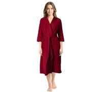 NY Threads Cotton Blend Knit Lightweight Dressing Gown Womens Loungewear Bath Robe (Small, Burgundy)