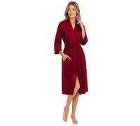 NY Threads Cotton Blend Knit Lightweight Dressing Gown Womens Loungewear Bath Robe (XX-Large, Burgundy)