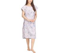 NY Threads Hospital Gown, 100% Microfiber Patient Gown (Large-X-Large, Linear Flower - Pink)