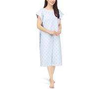 NY Threads Hospital Gown, 100% Microfiber Patient Gown (Large-X-Large, Moroccon Tile - Blue)