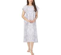 NY Threads Hospital Gown, 100% Microfiber Patient Gown (Small-Medium, Textural Flora - Grey)