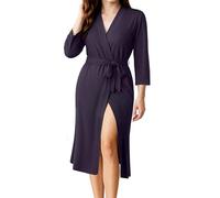 NY Threads Lightweight Women's Dressing Gown Soft Cotton Blend Kimono Robe Perfect for Loungewear and Sleepwear (Large, Royal Purple)