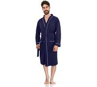 NY Threads Luxurious Men's Knit Robe Cotton Blend Dressing Gown, Navy, X-Large