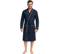 NY Threads Luxurious Men's Lightweight Cotton Robe Knit Bathrobe, Navy, Large