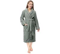 NY Threads Luxury Fluffy Fleece Dressing Gown Womens Shawl Collar Soft Loungewear Robe, Medium, Steel Grey